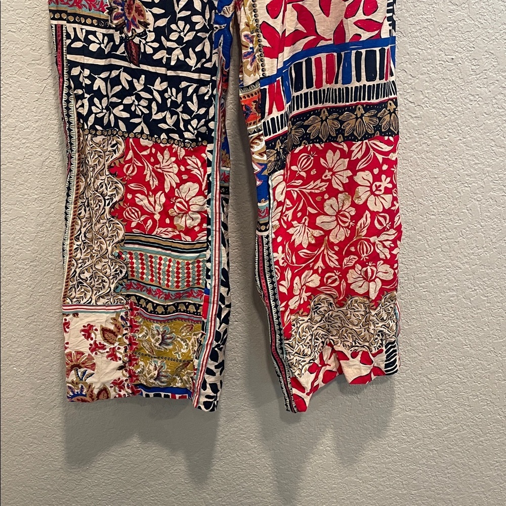 Zara Patchwork Patterned Red And Blue Floral Prin… - image 4